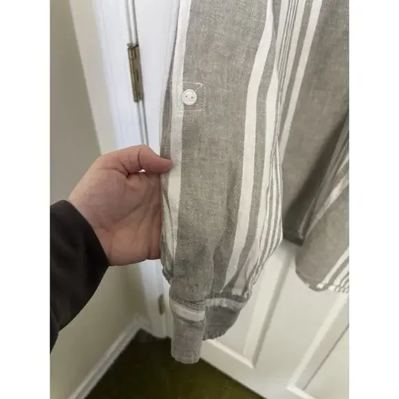 Linen Blend Resort Wear D&Co Striped Cover Up Top Size Large Coastal Beach - Picture 5 of 8